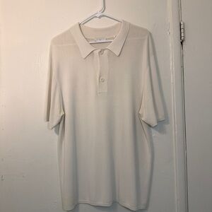Sandro Paris Men’s XL White Knit Polo Shirt | Luxury Quiet Luxury Aesthetic